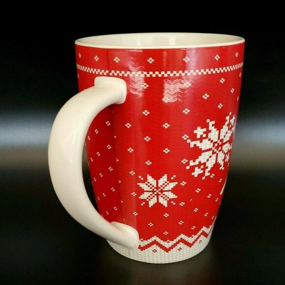 Tim Horton's Snowflake Sweater Mug 2015 Red & White Limited Edition Coffee Cup - Picture 4 of 12